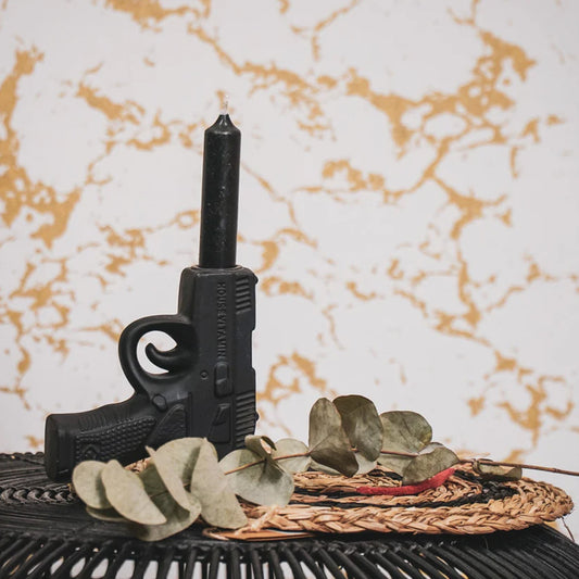 Portacandela Pistola in Ceramica