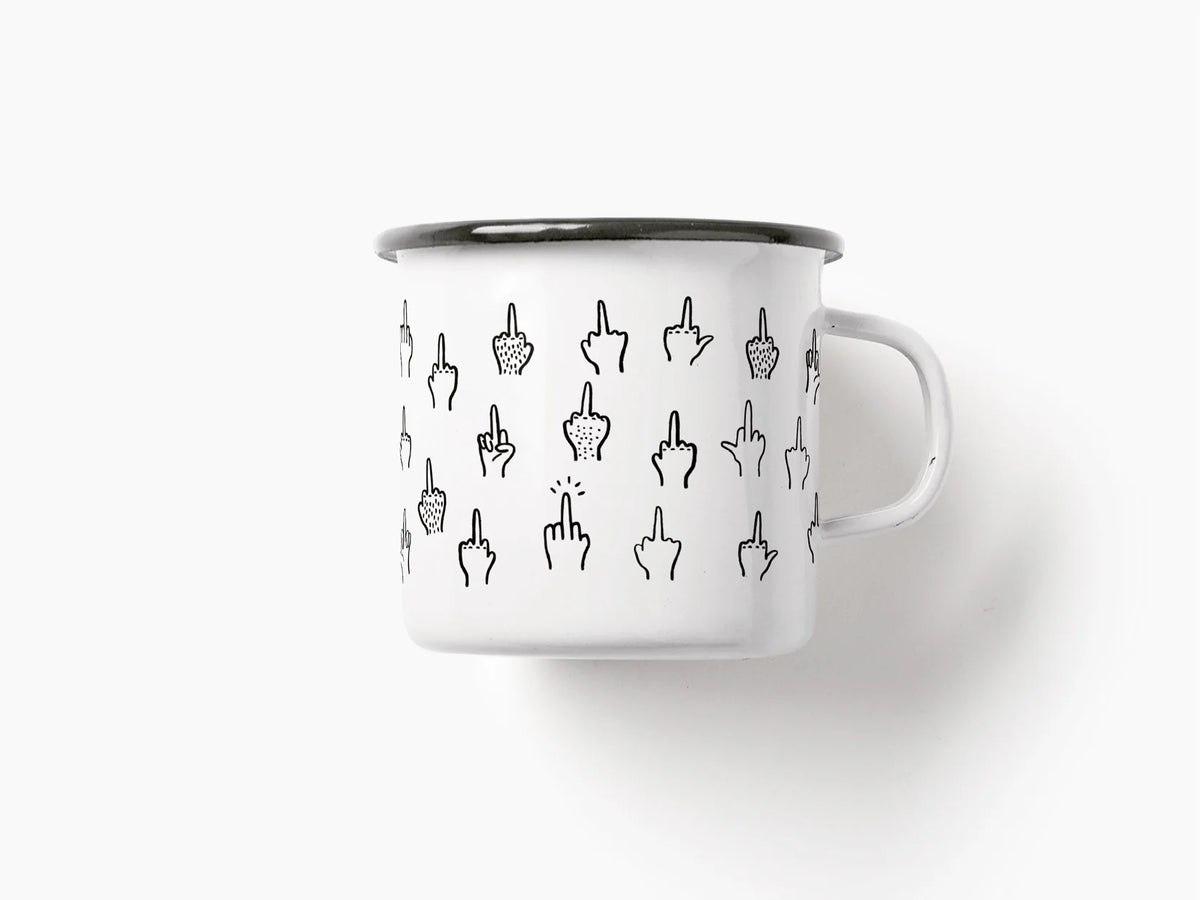 The F*ck You mug seen from a different angle, with the same drawings.