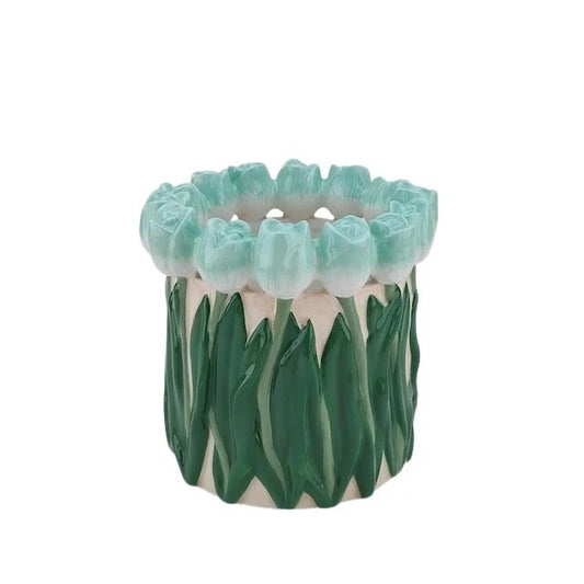 Mint Tulip Crown Vase - Strabello Design