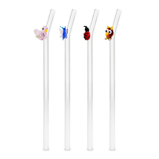 Set 4 Cannucce in Vetro con Animaletti - Strabello Design