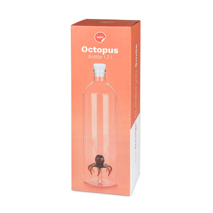 The octopus bottle shown in its peach-coloured box