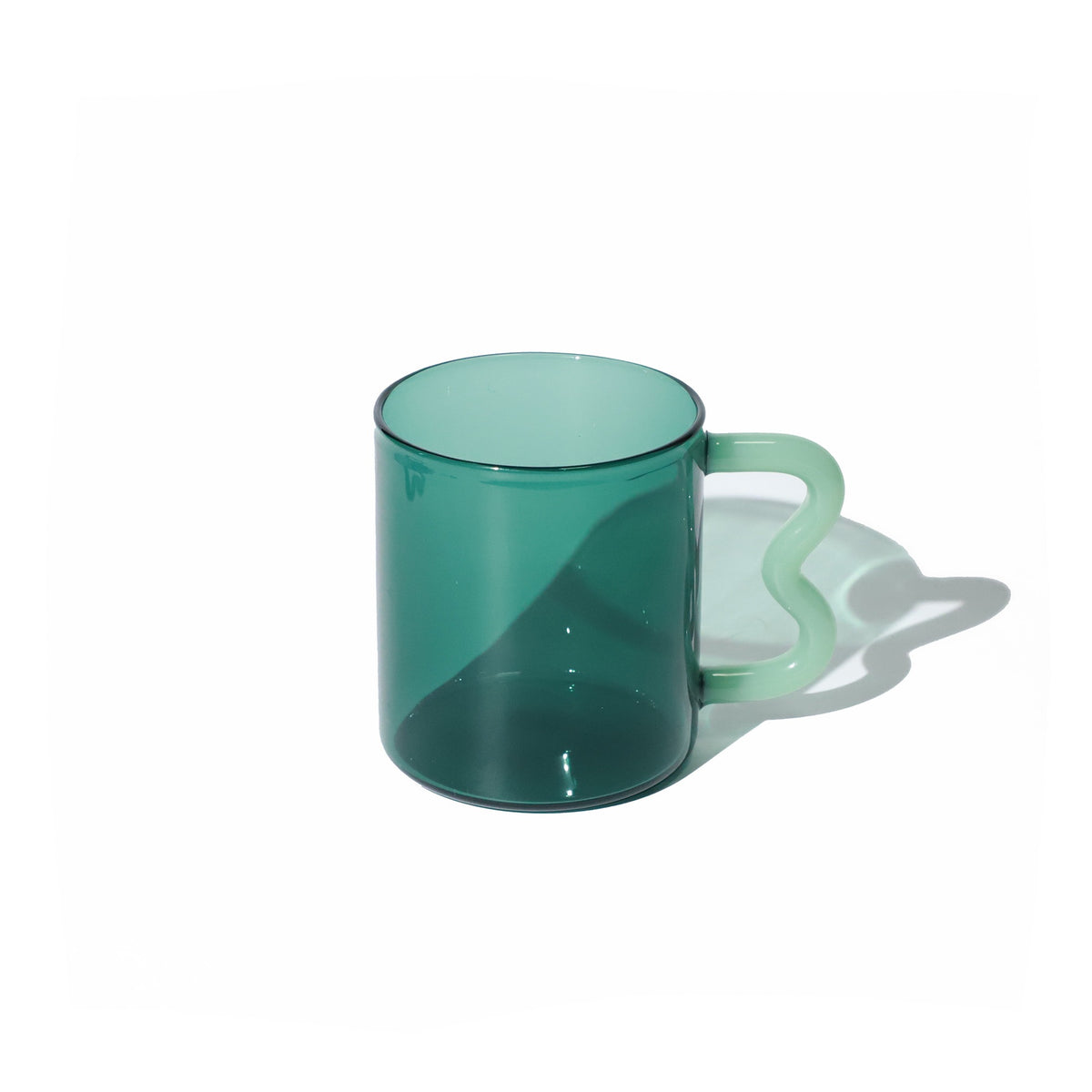 Glass Mug with Wavy Handle - Strabello Design