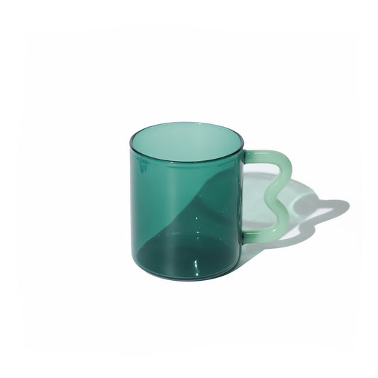 Glass Mug with Wavy Handle - Strabello Design