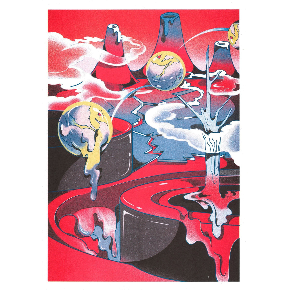 Melting Land Night Poster - Strabello Design