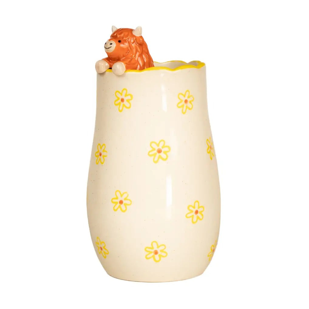 Peeking Highland Cow Vase - Strabello Design