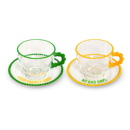 Set of 2 Beaded Cups with Saucers, photo 3