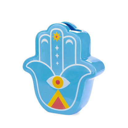 Blue Lucky Hand vase seen from the front, without flowers