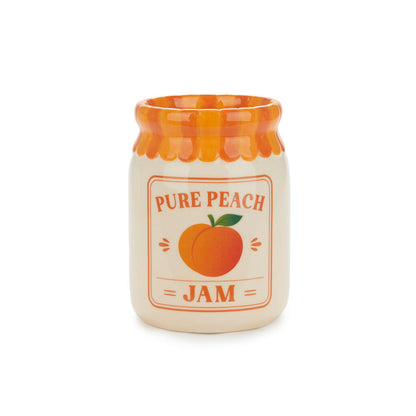 Jam vase, peach version with no flowers, on a white background