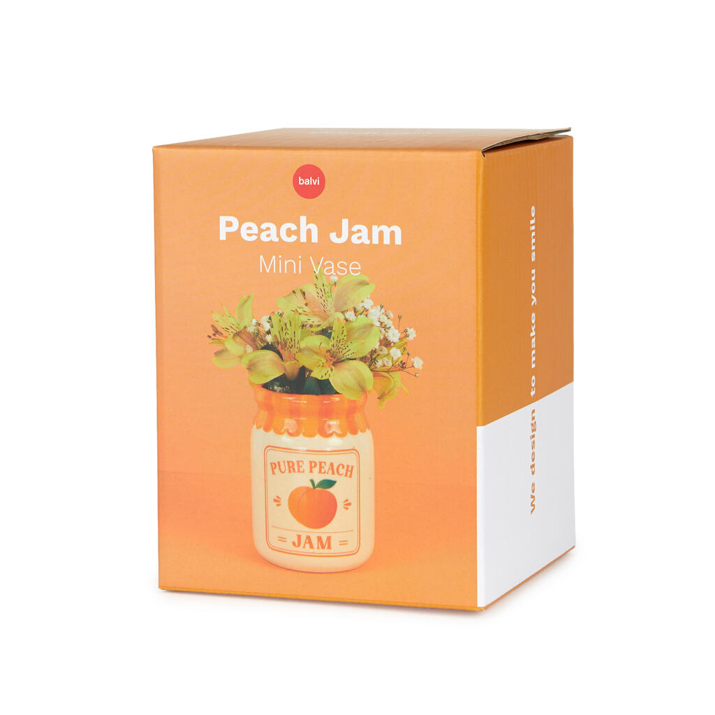 Orange box of the Peach Jam mini vase, showing the product on the front