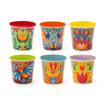 Mexican Flowers Set of 6 Espresso Cups - Strabello Design