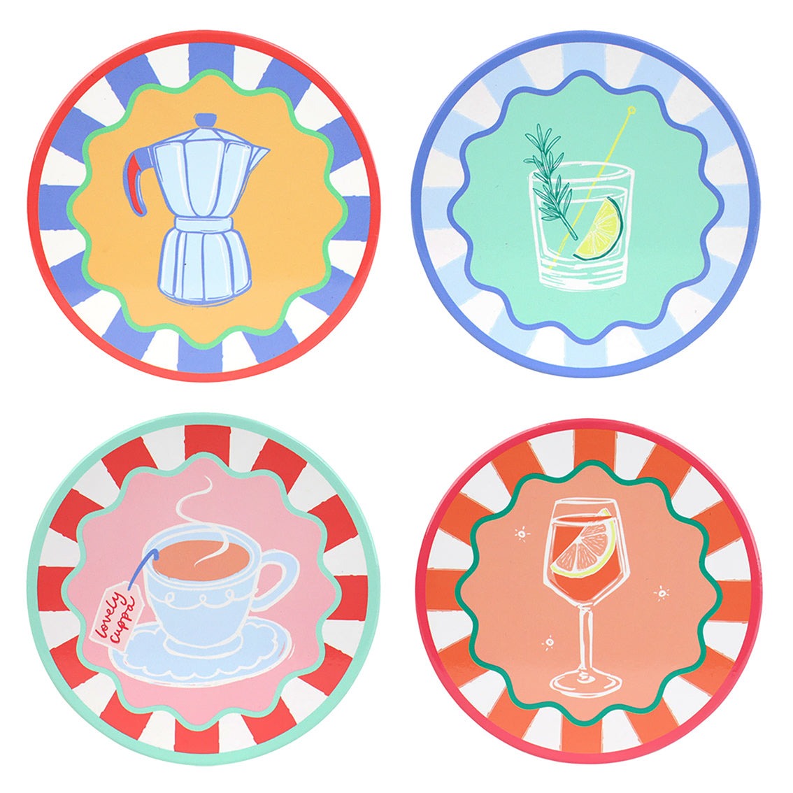 Set 4 Sottobicchieri Drink - Strabello Design