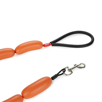 Hot Dog dog leash close-up of the black loop handle and the metal clasp.