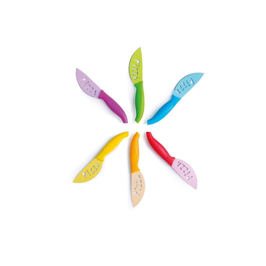 Set of 6 Colourful Pizza Knives - Strabello Design