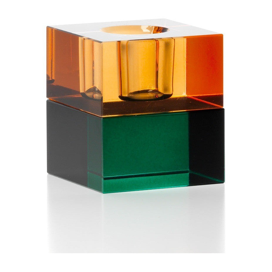 Gem Blocks Candle Holder Green Amber - Strabello Design