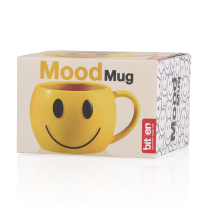 Mood mug shown on its packaging box printed with Mood Mug