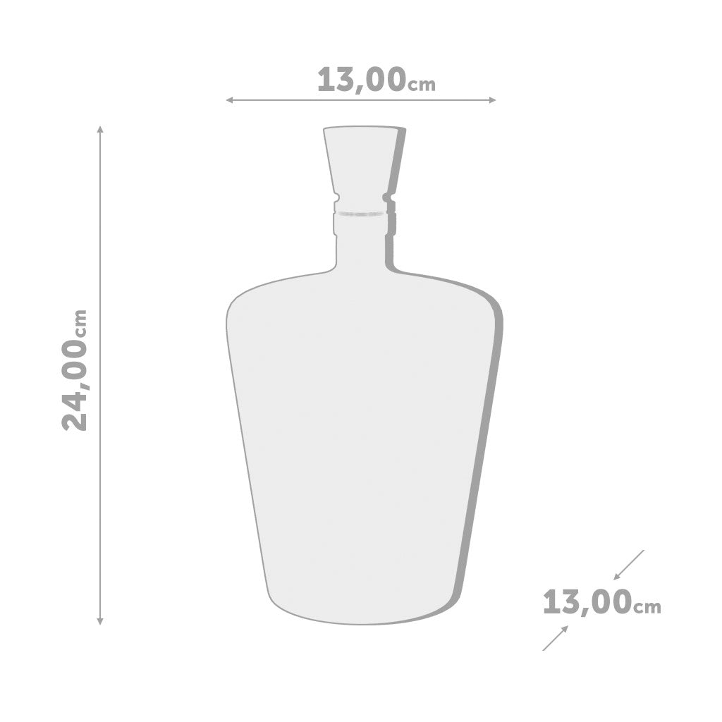 Poison Bottle: the diagram with the measurements, 13cm wide and 24cm tall.