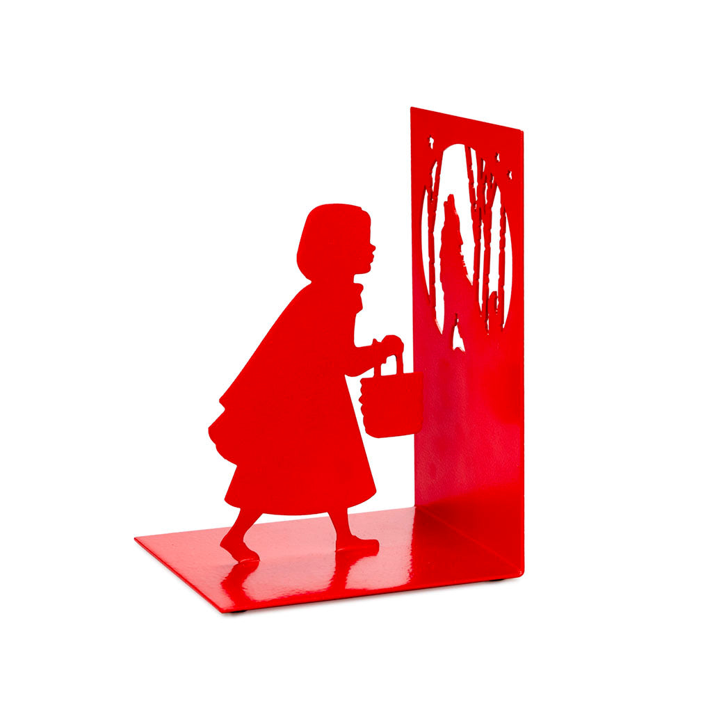 Little Red Bookend: the silhouette in profile with the illustrated white side visible.