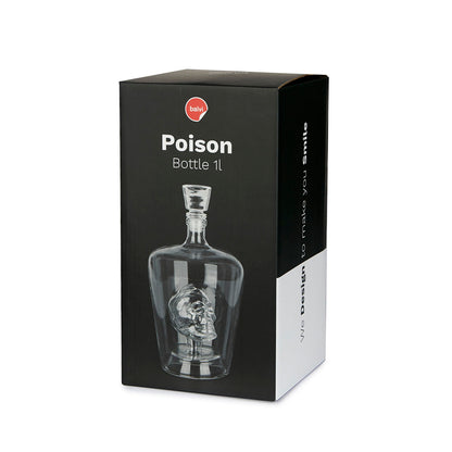 Poison Bottle: the black packaging box showing the decanter with the skull, 1 litre.