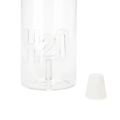 Atlantis H2O bottle, close-up on the embossed H2O lettering at the base