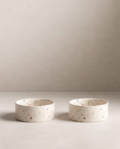 New Party Set of 2 Pet Bowls White - Strabello Design