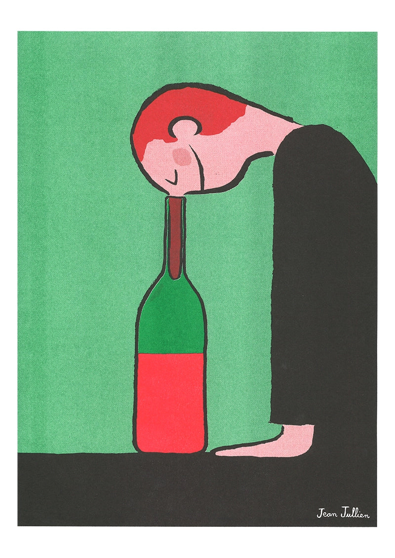 Same poster without the frame, showing the red and green bottle