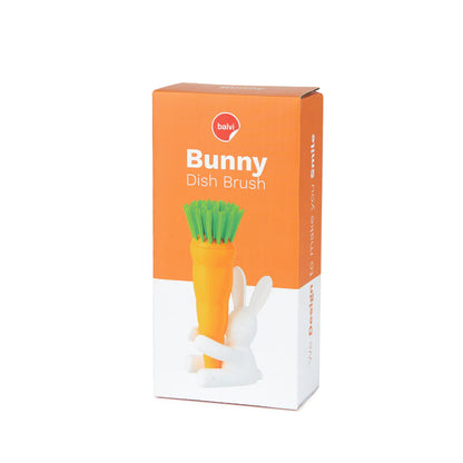 Orange box of the Bunny Dish Brush, showing the rabbit and carrot on the front