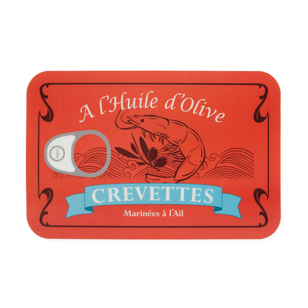 Tovaglietta Conserverie x4: la tovaglietta rossa crevettes isolata su sfondo bianco.