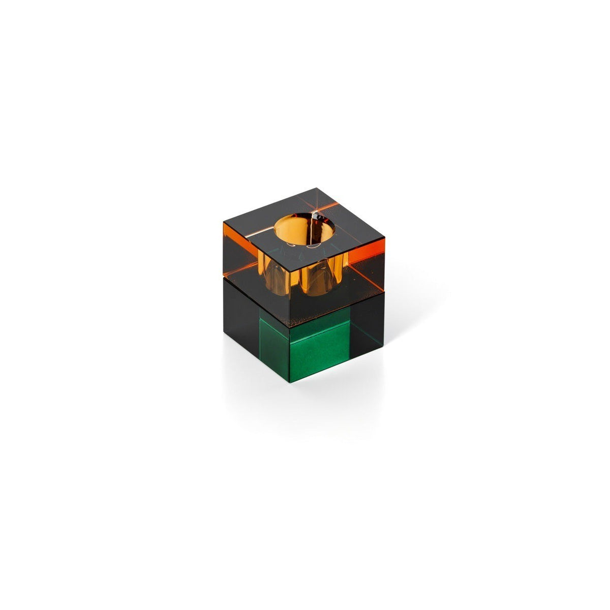 Gem Blocks Candle Holder Green Amber, photo 2