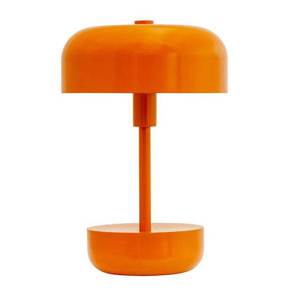 Haipot rechargeable lamp in orange, mushroom-shaped, with a cylindrical base.