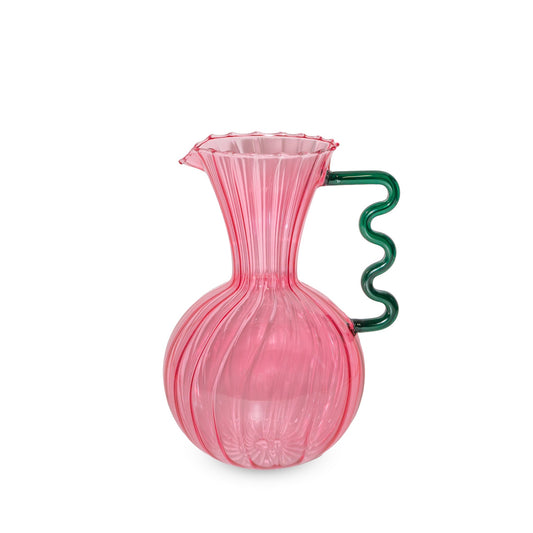 Caraffa Rosa con Manico a Onda - Strabello Design