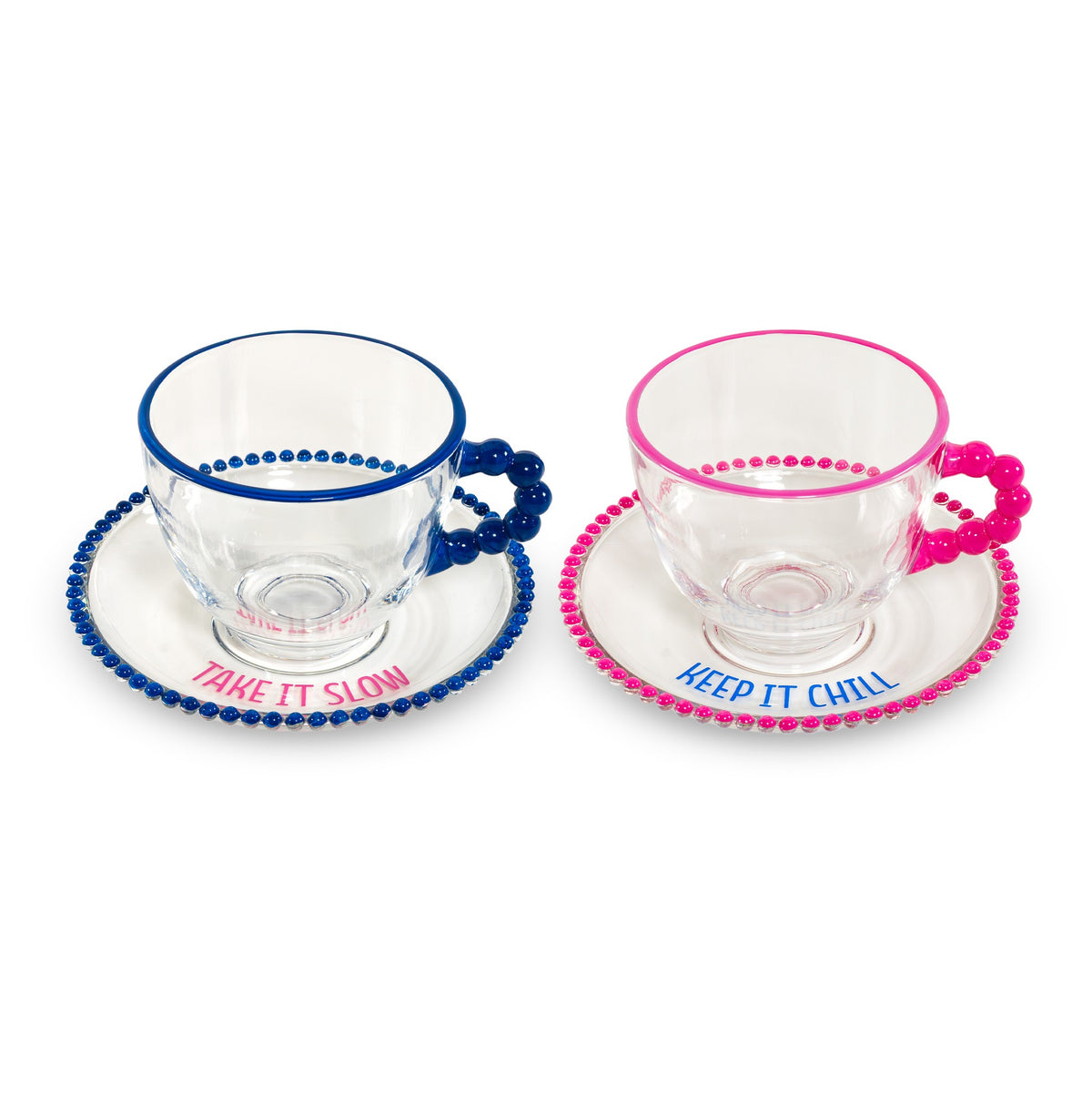 Set of 2 Beaded Cups with Saucers, photo 2