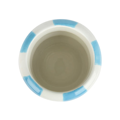 Float flower vase seen from above, with the grey interior and the light-blue band