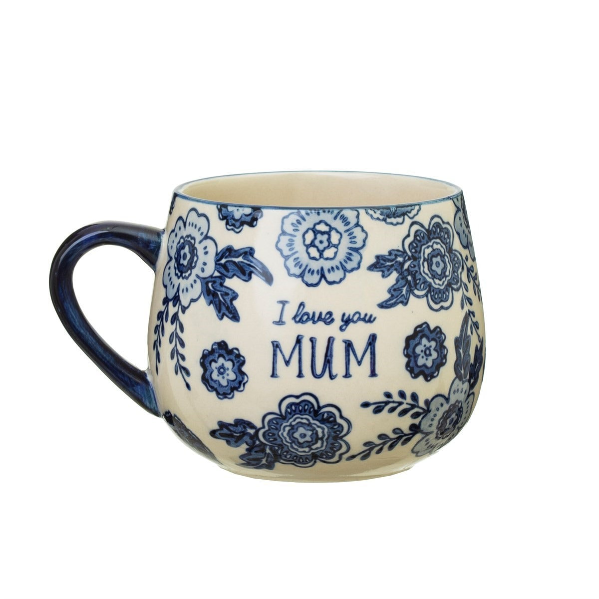I Love You Mum Blue Floral Mug - Strabello Design