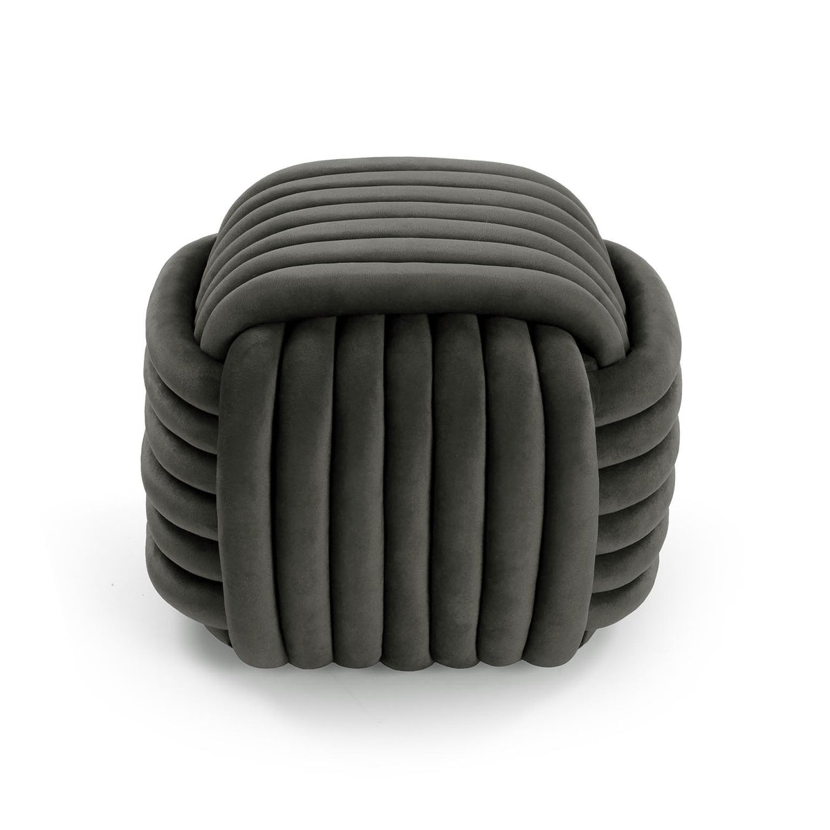Dark Grey Ribbed Square Pouf - Strabello Design