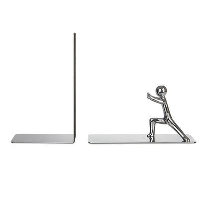 Push! bookend pair, the flat plate next to the pushing figure, white background