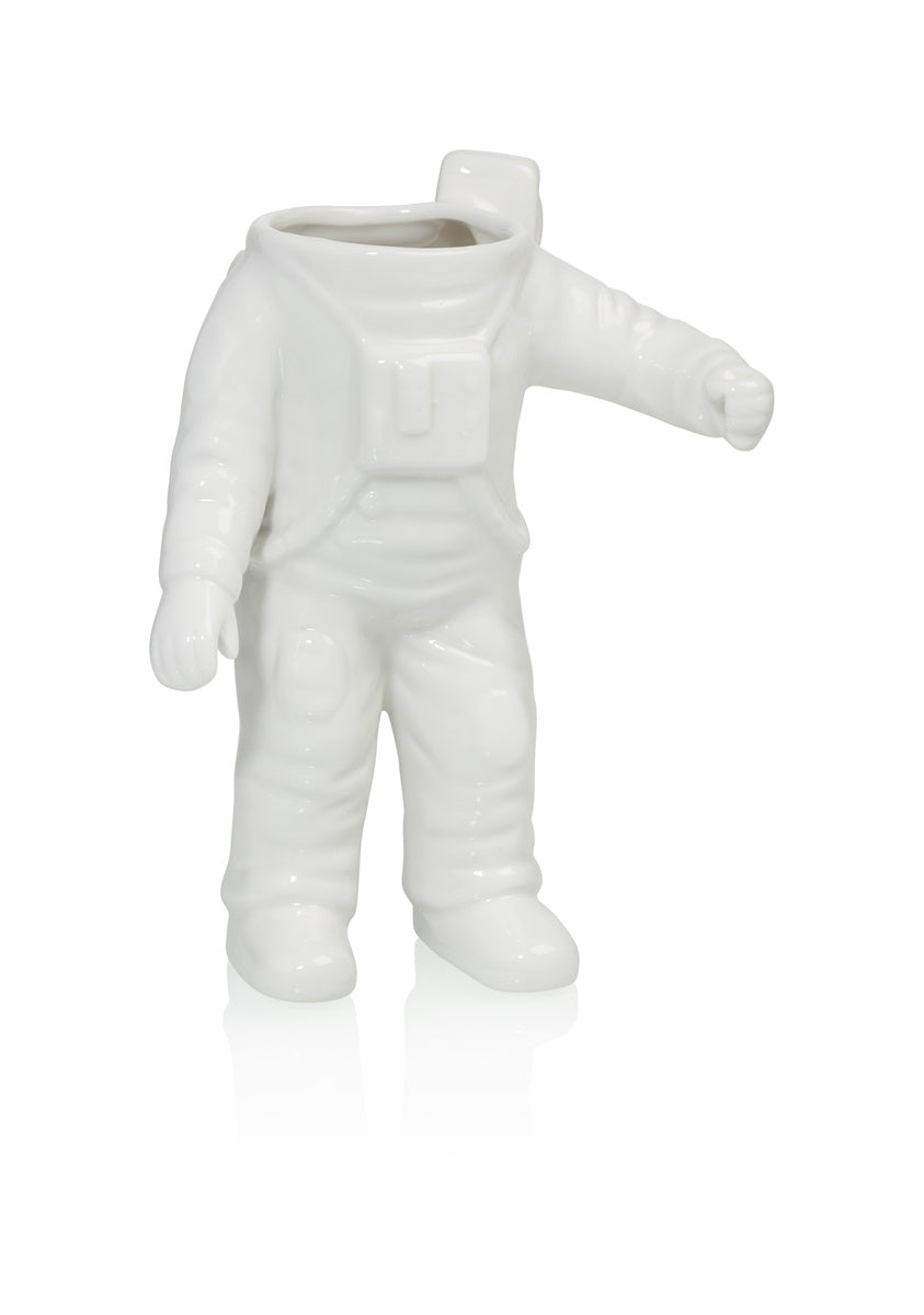 The Astronauta vase empty, with one arm raised as if waving.