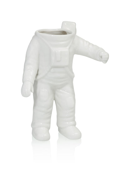The Astronauta vase empty, with one arm raised as if waving.
