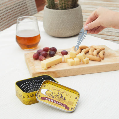Conserverie Sardines the closed yellow tin box shown at an angle on a white background.