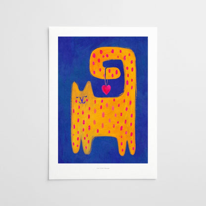 Poster Gatto Giallo con Cuore - Strabello Design