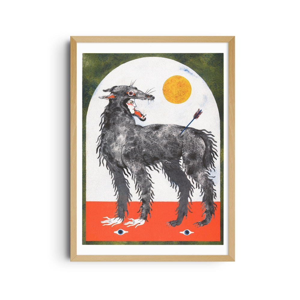 Poster The Dress: poster incorniciato con un lupo che ulula sotto la luna, una freccia nel fianco