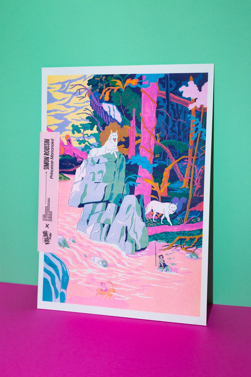 Poster A3 "Princess Mononoke" – Illustrazione di Simon Roussin