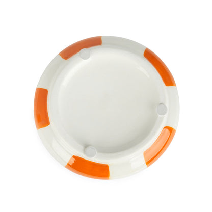 Float flower vase seen from above, with the orange band in the foreground