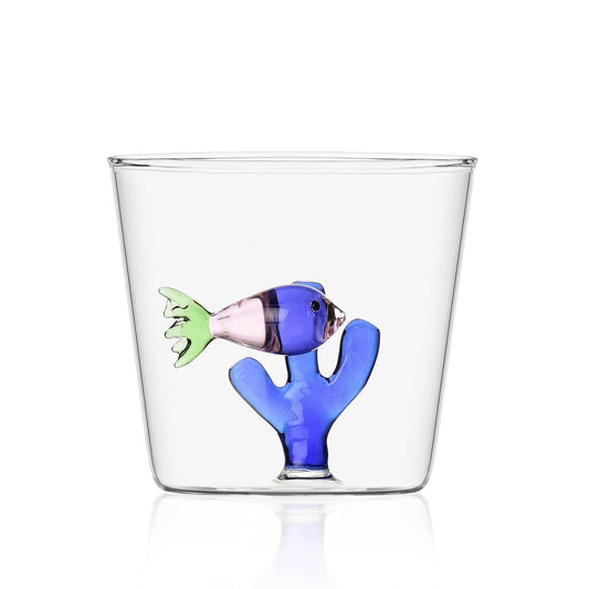 Pink Fish and Blue Seaweed Glass - Strabello Design