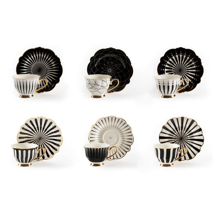 Set of 6 Alice Espresso Cups with Saucers - Strabello Design