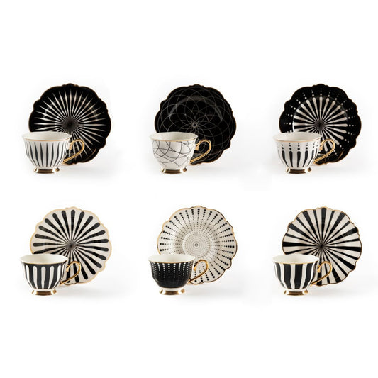 Set of 6 Alice Espresso Cups with Saucers - Strabello Design