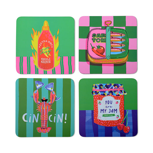 Set of 4 Foodie Coasters - Strabello Design