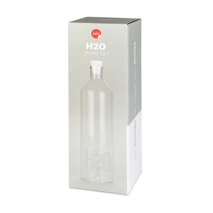 The H2O bottle shown in its white and grey box
