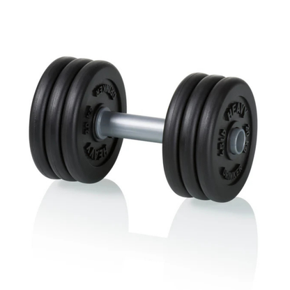 Sottobicchieri Manubrio: a black gym-style dumbbell used as a decorative base, without a glass.